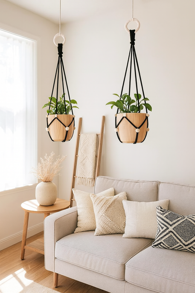 Suspensions en macramé pour plantes