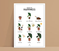 RECIPE FOR HAPPINESS - Affiche plante A3/A4 - Poster, illustration végétale