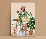 PLANT LADY, Chez Flora - Affiche plante A3/A4 - Poster, illustration végétale