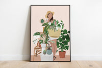 PLANT LADY, Chez Flora - Affiche plante A3/A4 - Poster, illustration végétale