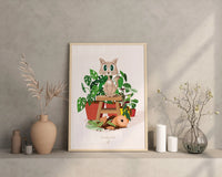 PLANT and CAT LOVER - Affiche plante A3 - Poster, illustration végétale