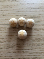 Perles bois de hêtre avec gravure ourson/étoile/lignes