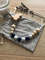 Perles bois de hêtre avec gravure ourson/étoile/lignes
