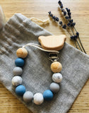 Perles bois de hêtre avec gravure ourson/étoile/lignes